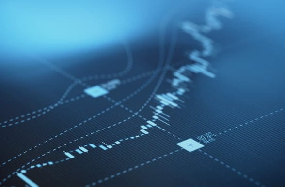 Trading view graph in blue with positive result