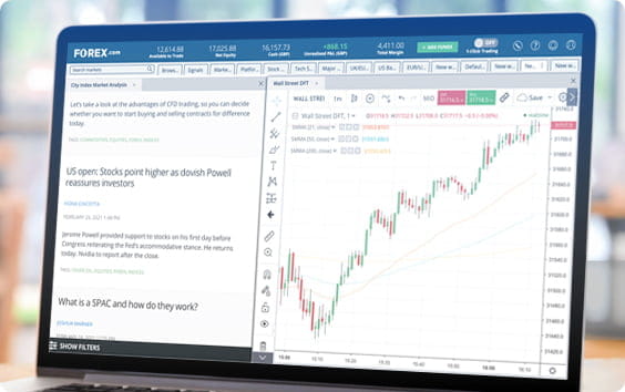 Laptop showing trading performance