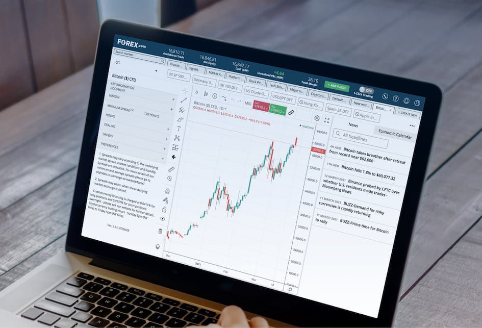Laptop showing Bitcoin trading data